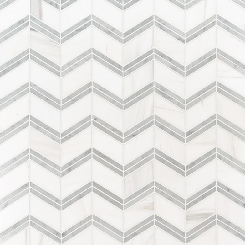 BIANCO DOLOMITE CHEVERON MOSAIC