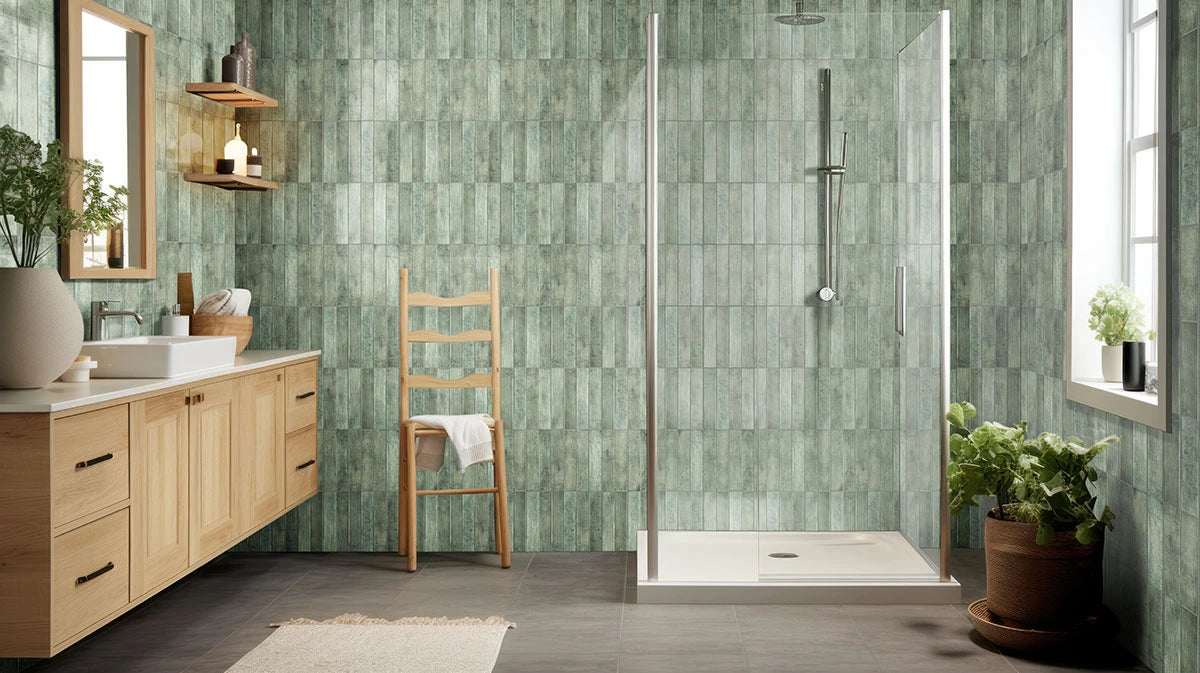 Stella Emerald 2x10 Glossy Ceramic Tile for Bathroom Walls