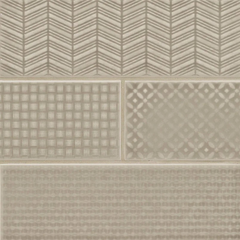 Urbano Warm Concrete 3D Mix 4x12 Glossy Ceramic Wall Tiles