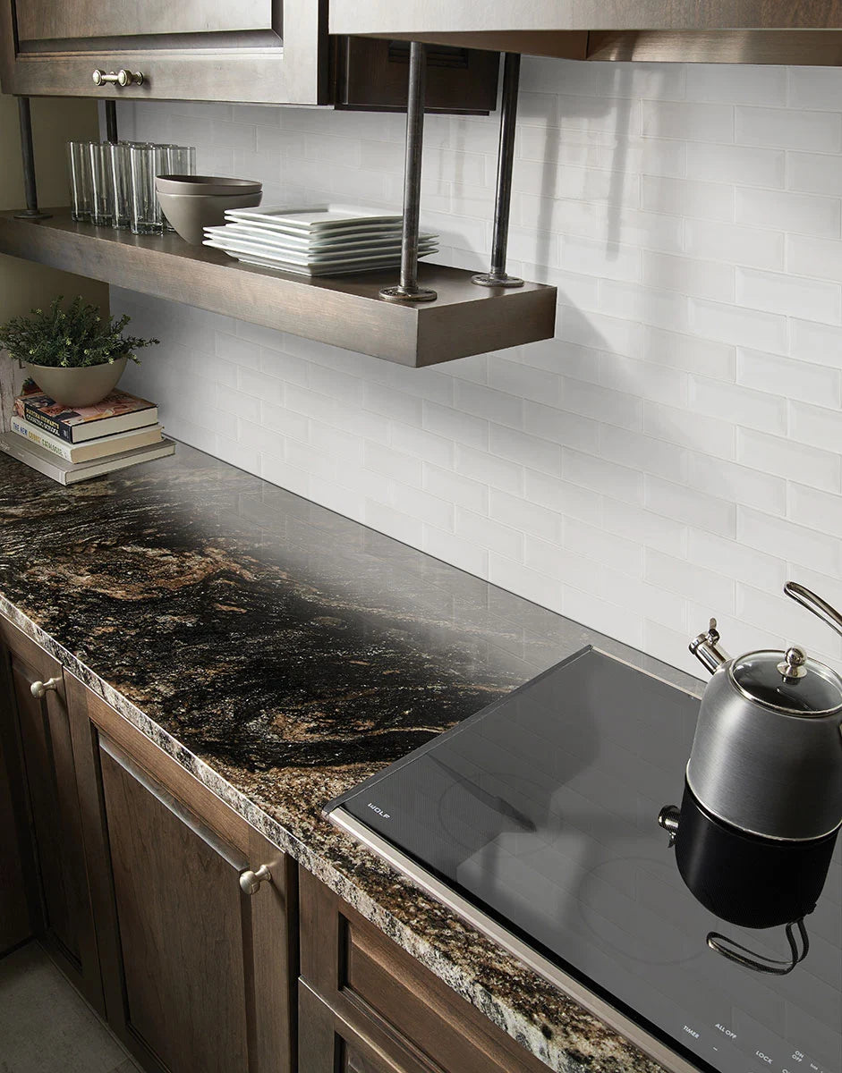 Whisper White 2x6 Beveled Ceramic Tiles for Shower Walls