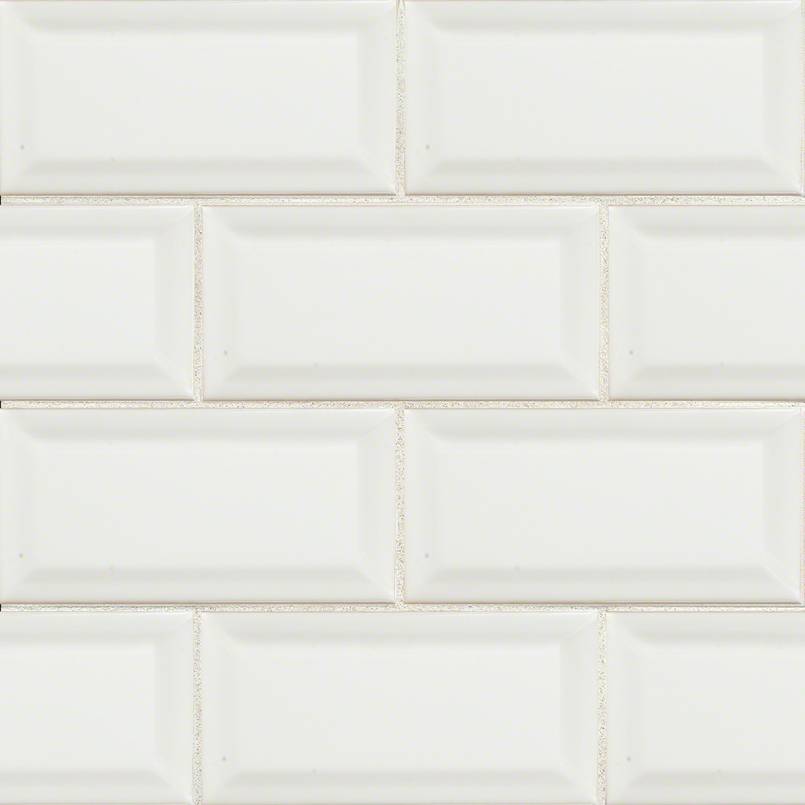 White Glossy 3"x6" Beveled Porcelain Tile – Polished Subway Tile with Raised Edge for Backsplashes & Shower Walls