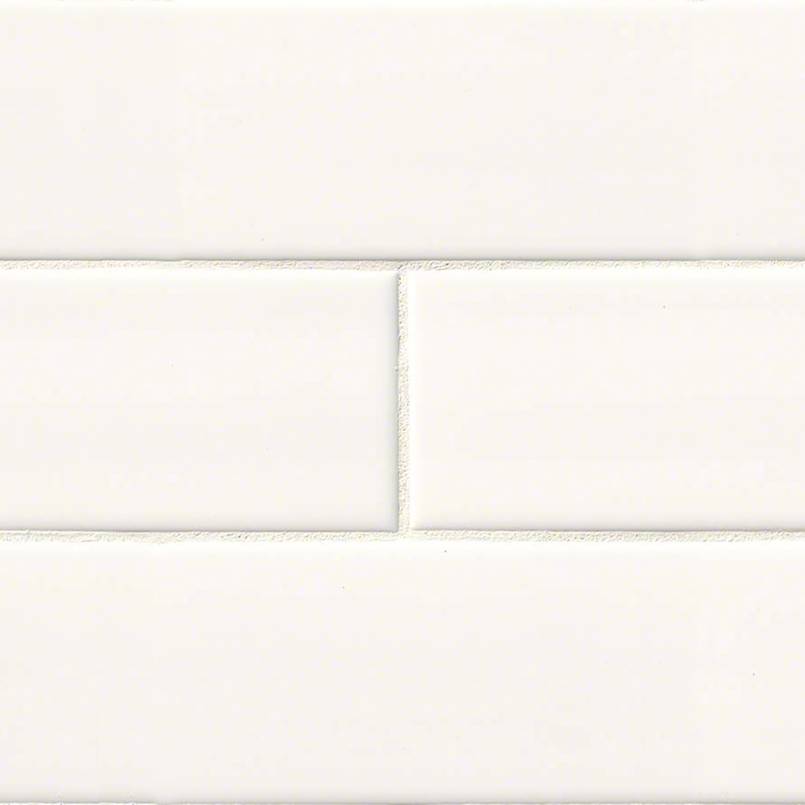 White Glossy 4x12 Porcelain Bathroom Floor & Wall Tiles