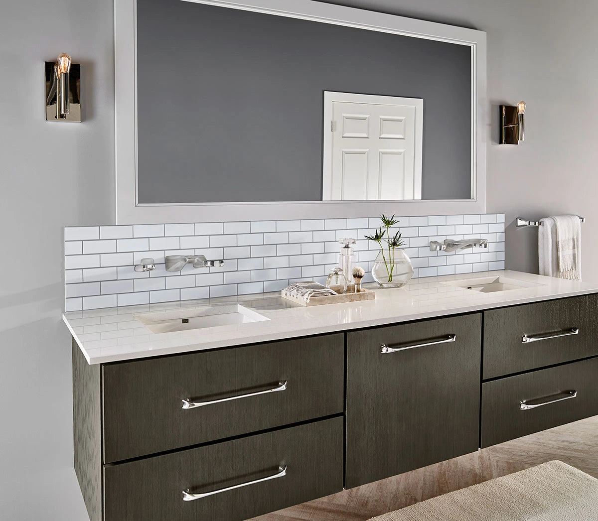 Retro Brick Bianco White Tile backsplash in kitchen