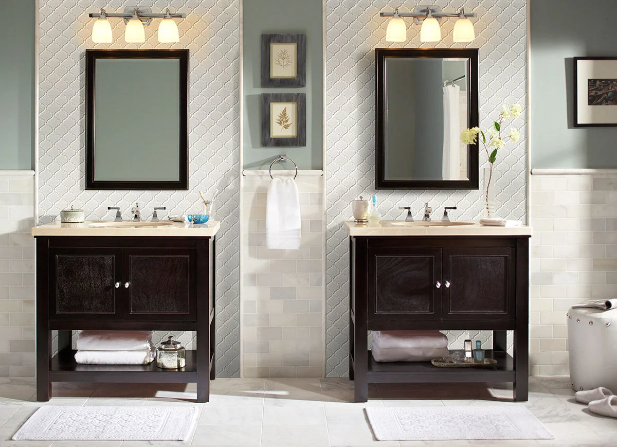 White Matte Arabesque 6mm Porcelain Mosaic Tile – Curved Moroccan-Style Tile for Backsplashes, Shower Walls & Elegant Wall Features