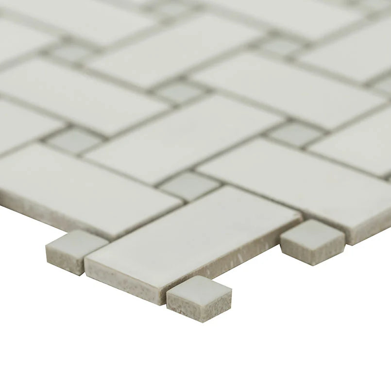 White Matte Basketweave 6mm Porcelain Floor & Wall Tiles
