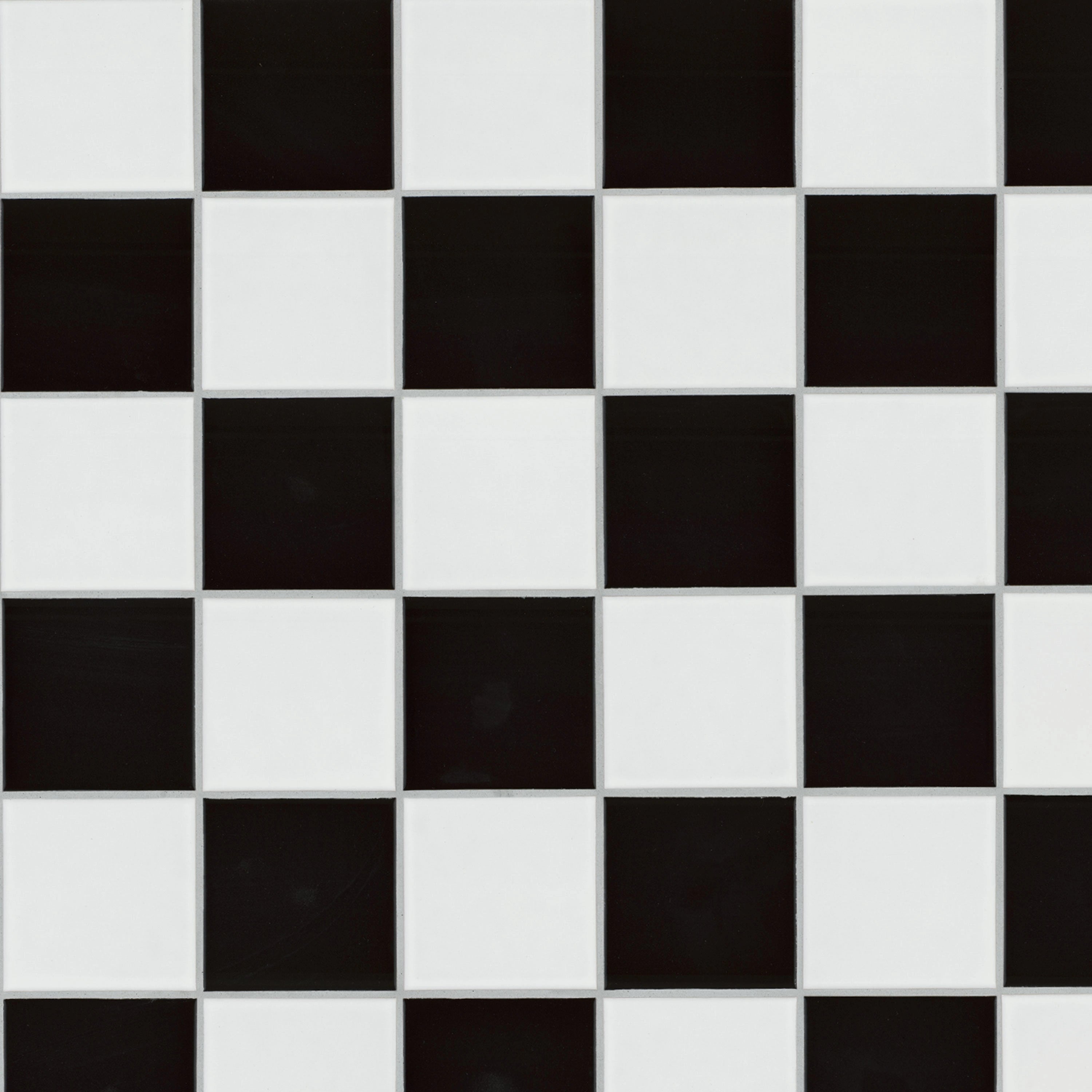 White and Black 4" Checkered Matte Porcelain Tile