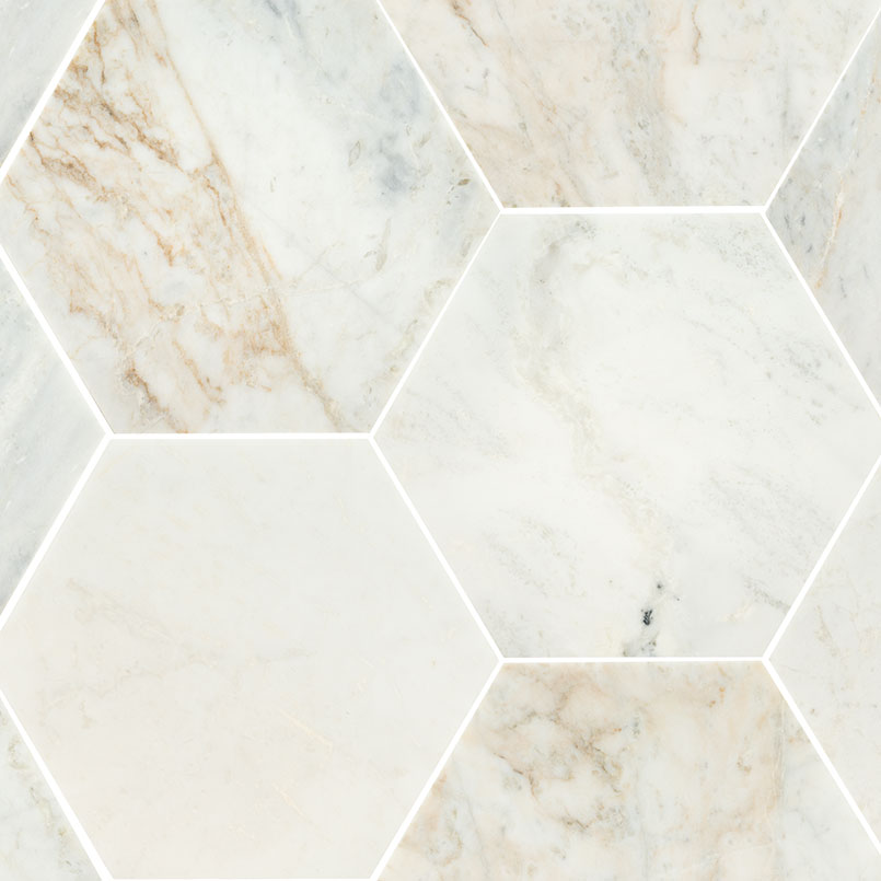 Arabescato Venato White Tile 8" Hexagon