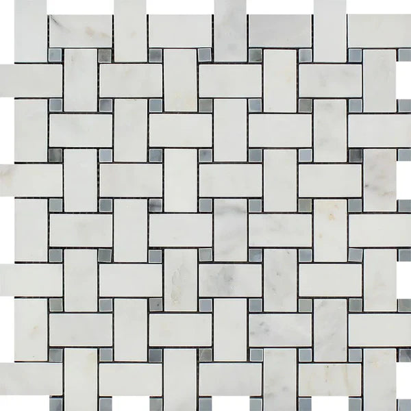 Asian Statuary Marble with Grey Mosaic Tile