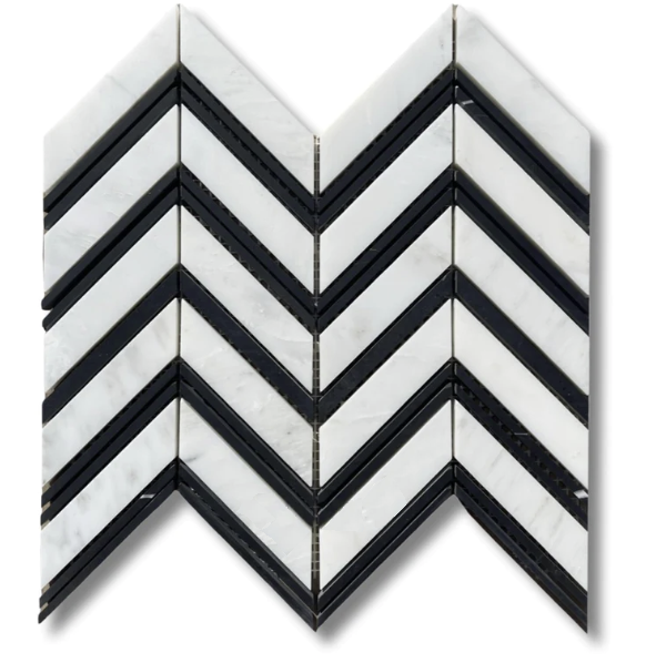 Asian Statuary Marble with Black Mosaic Tile