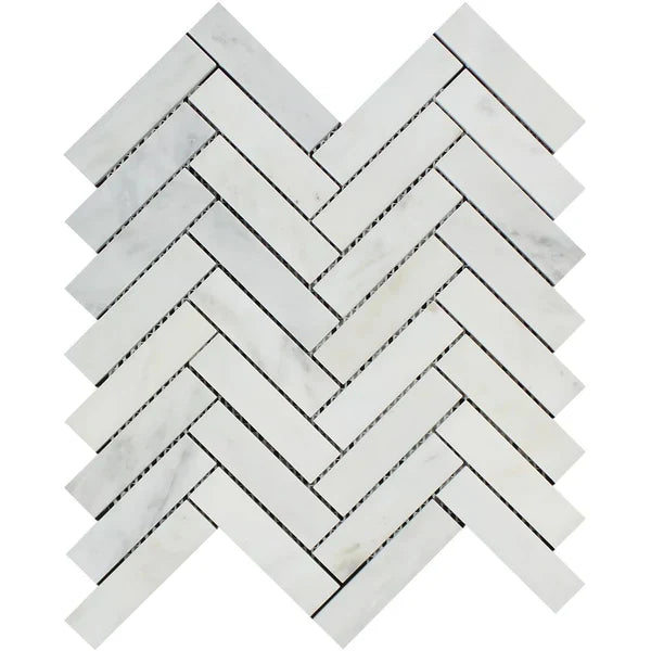 Asian Statuary Marble Mosaic Tile Herringbone 1 x 4