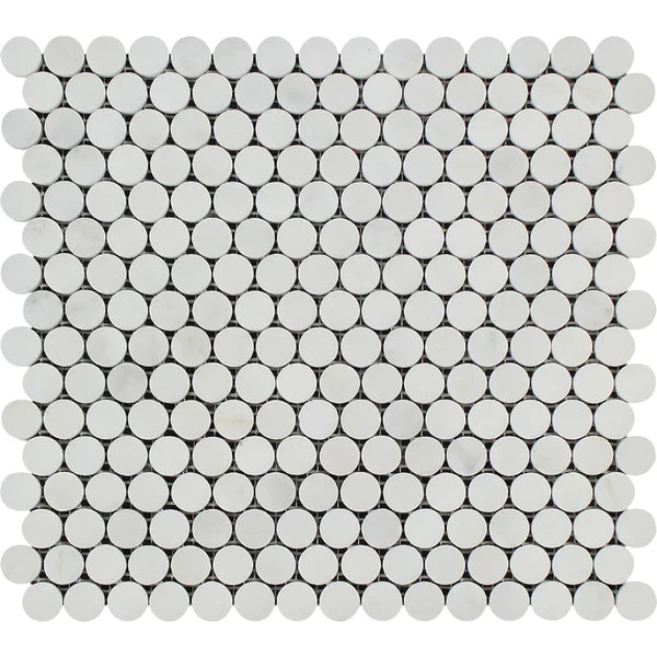 Asian Statuary Marble Penny Round Mosaic