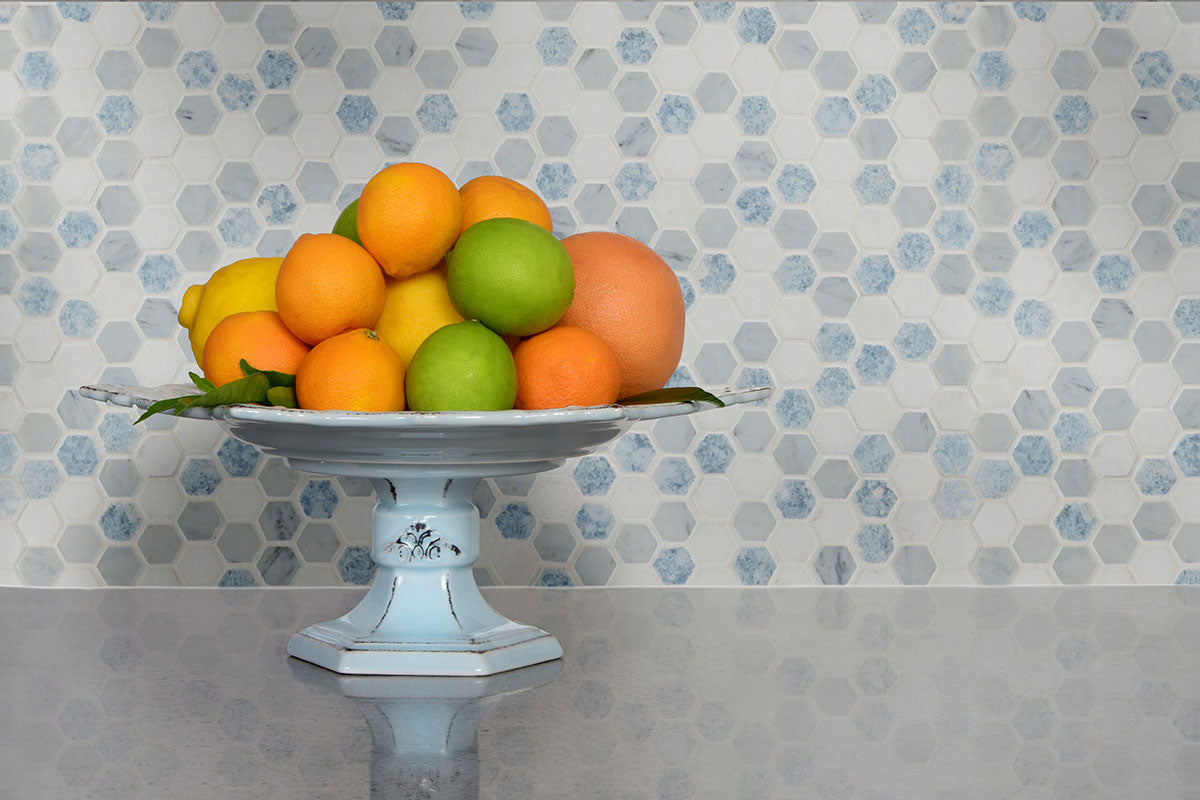 AZULA HEXAGON MOSAIC TILE Polished - 1" Hexagon