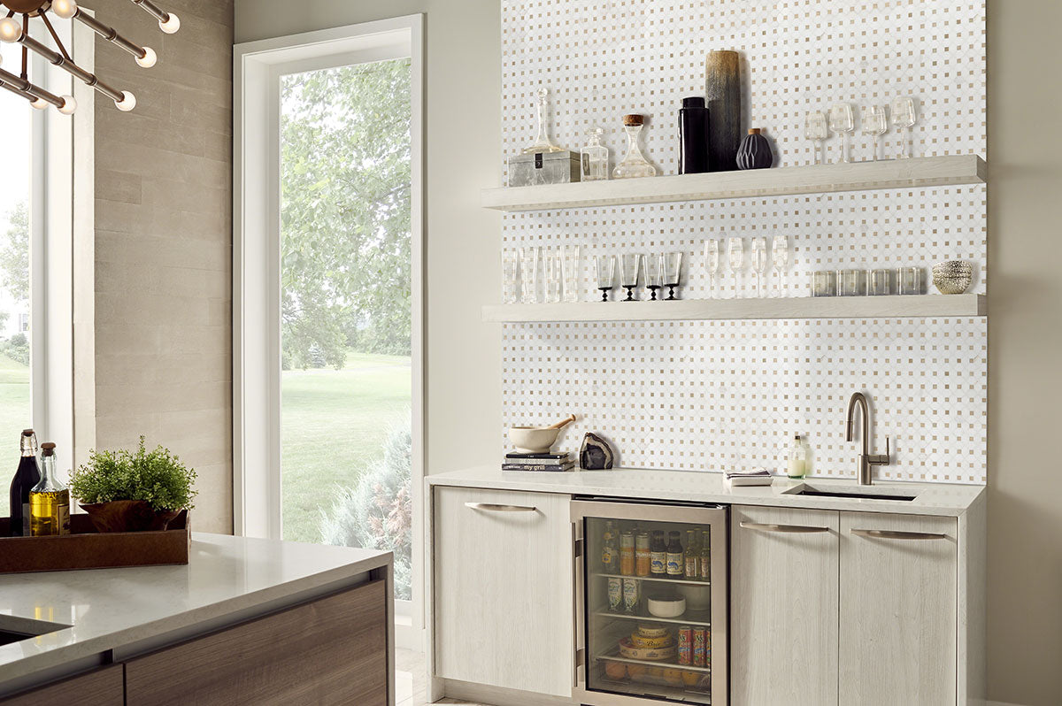 Bianco Dolomite Crema Dotty Pattern - Mosaicenter Backsplash Tile