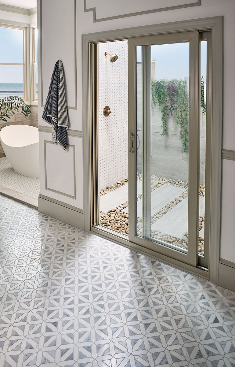 Bianco Dolomite Dotty Pattern Mosaic - Mosaicenter Backsplash Tile