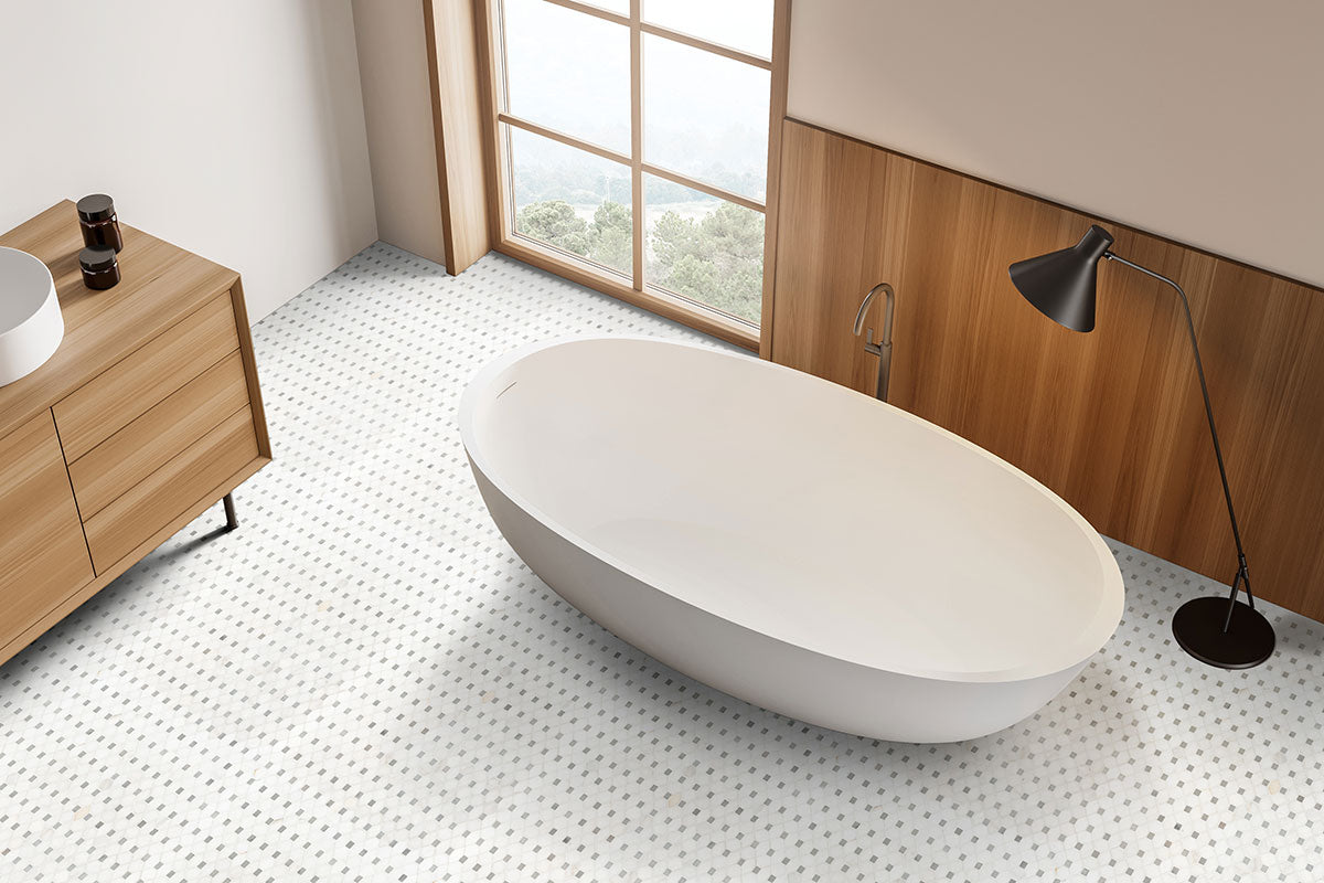 Bianco Dolomite Dotty Pattern Mosaic - Mosaicenter Backsplash Tile