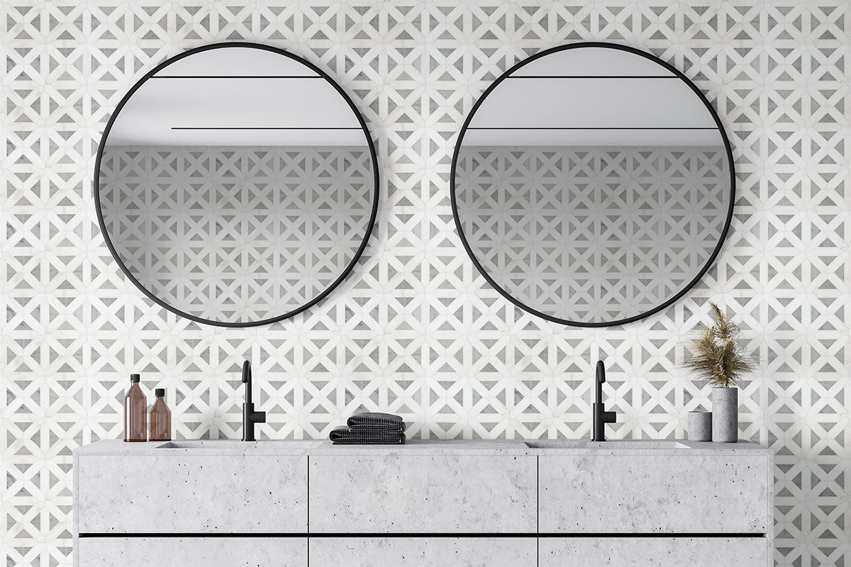 Bianco Dolomite Geometrica Tile - Mosaicenter Backsplash Tile