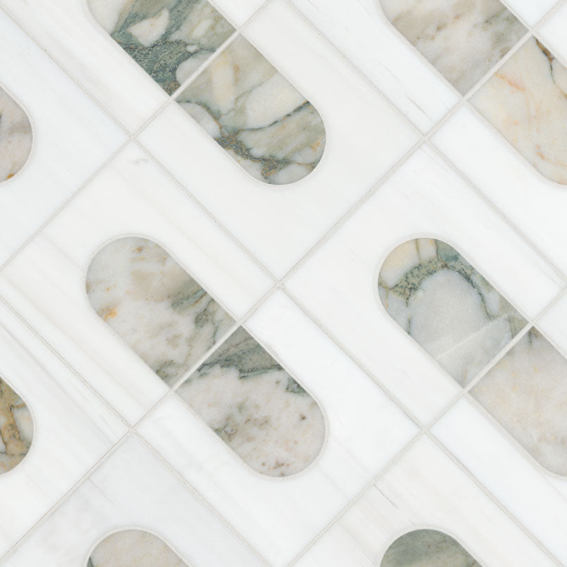 Bianco Dolomite Moderno Polished Mosaic - Mosaicenter