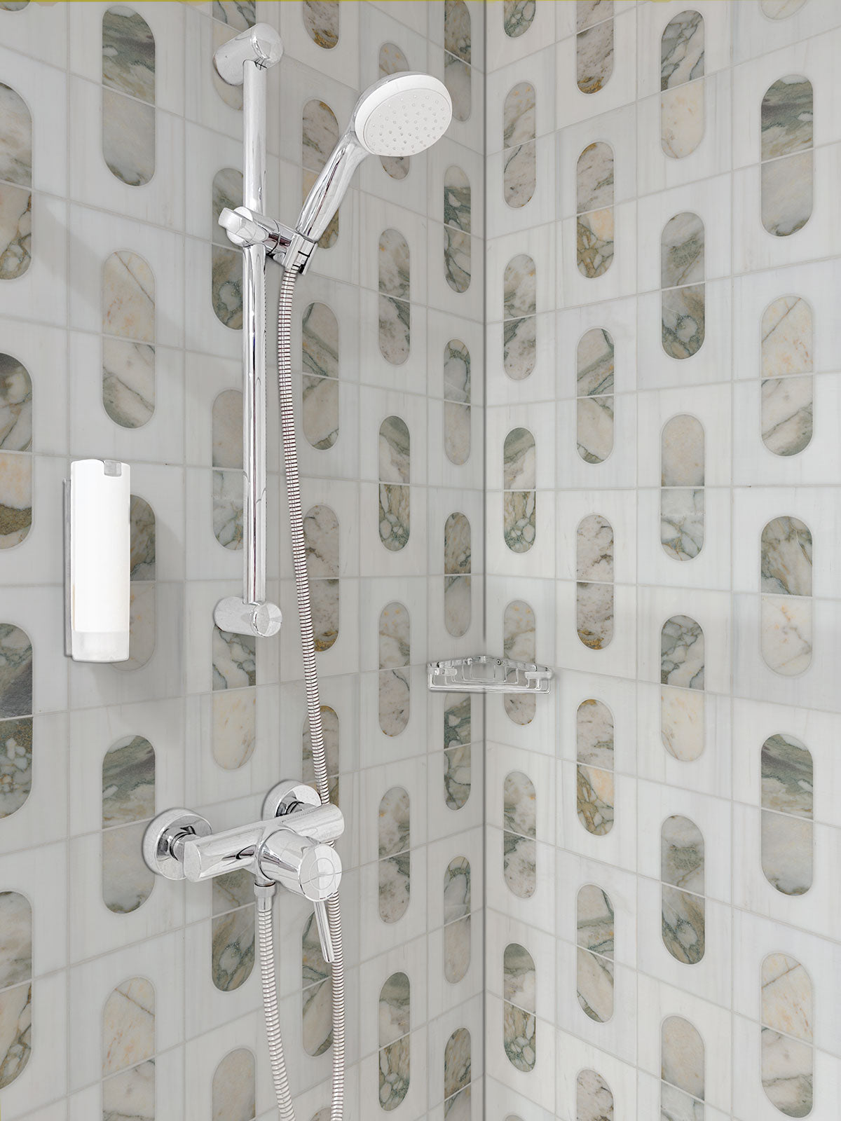 Bianco Dolomite Moderno Polished Mosaic - Mosaicenter