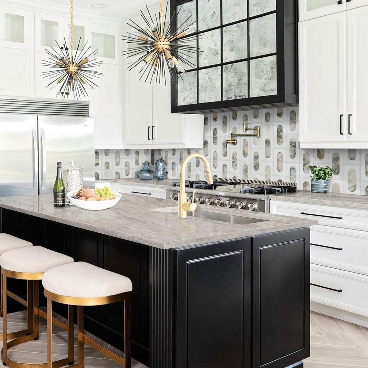Bianco Dolomite Moderno Polished Mosaic - Mosaicenter