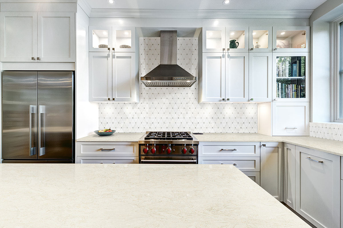 Bianco Dolomite Pinwheel Tile - Mosaicenter Backsplash Tile
