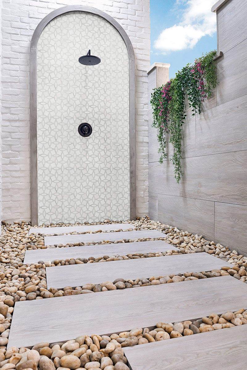 Bianco Gridwork Polished Tile - Mosaicenter Backsplash Tile