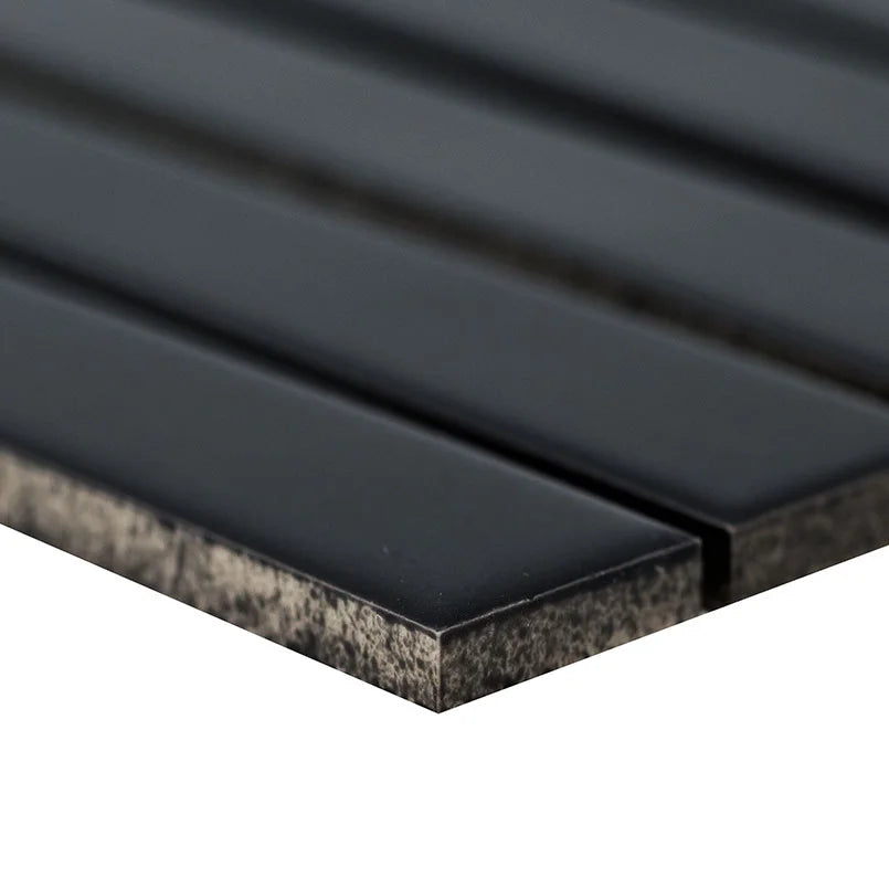 Black Matte 1x6 Stack Pattern Tile Edge