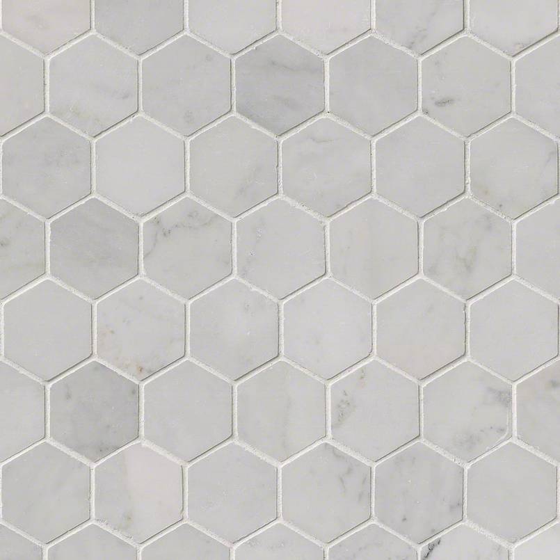 Carrara White 2 Hexagon Tile Polished 2" Hexagon