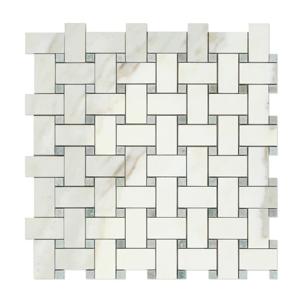 Calacatta Gold Marble with Ming Green Mosaic Tile