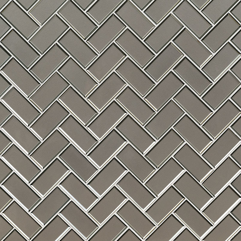 CHAMPAGNE BEVEL HERRINGBONE 8MM GLOSSY - 2x4