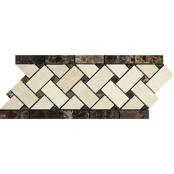 Basketweave natural stone tile pattern