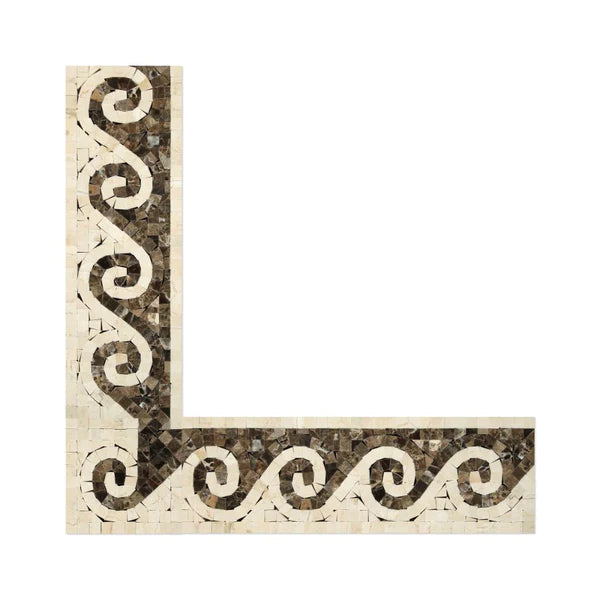 Crema Marfil Marble Wave with Emperador Polished Corner Border