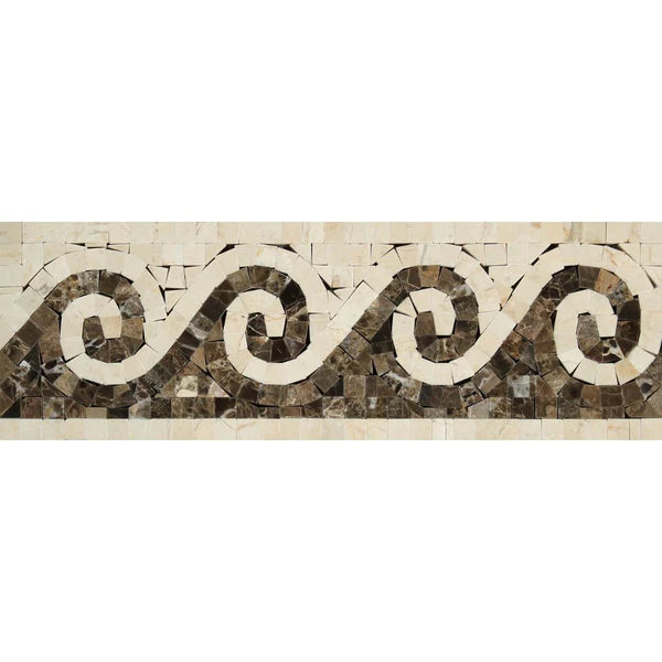 Crema Marfil Marble Wave with Emperador Polished Border