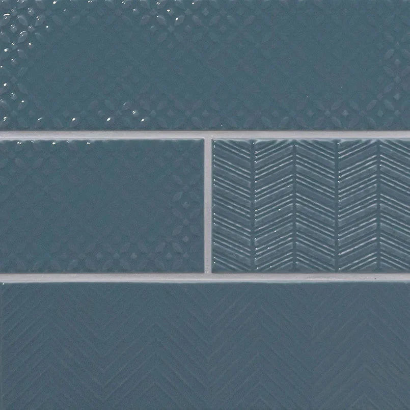 Urbano Navy 4x12 Glossy Mix Ceramic Tile – Subtle Texture & Shine for Stylish Navy Backsplashes