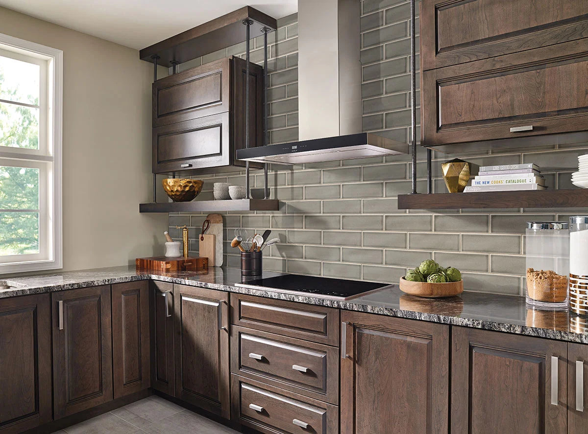 Dove Gray Subway Tile 4x12 wall in kitchen