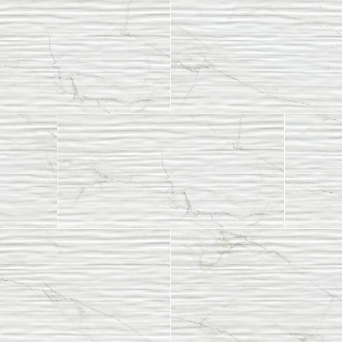 Dymo Calacatta Wavy White Glossy Ceramic Tile, 12 x 24