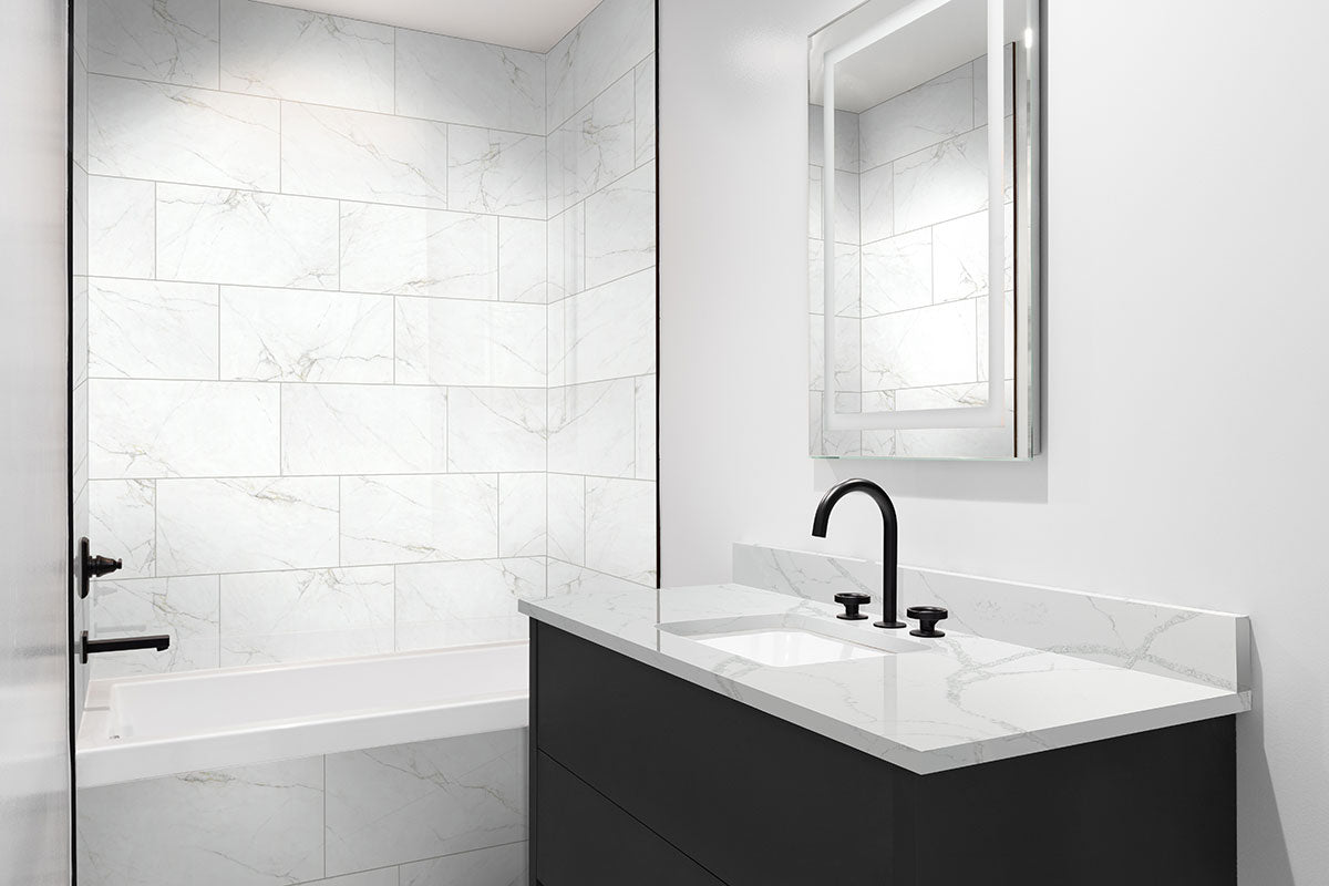 Dymo Calacatta White Glossy 12x24 Ceramic Kitchen Wall Tiles