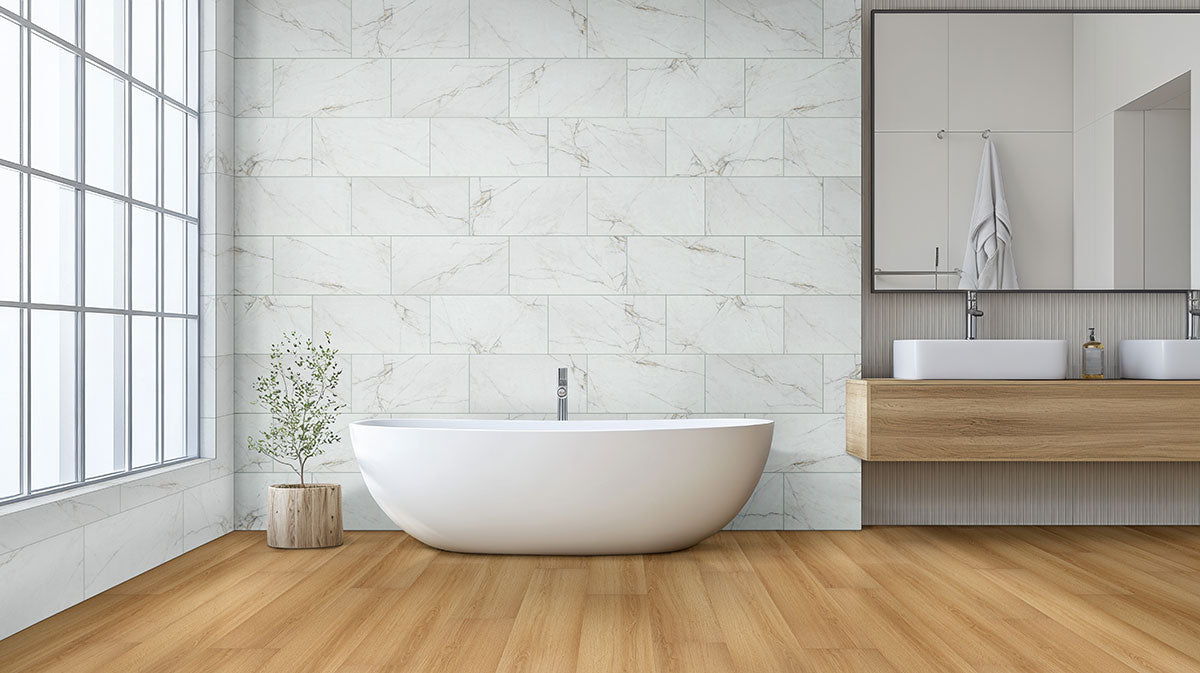 Dymo Calacatta White Glossy 12x24 Ceramic Kitchen Wall Tiles