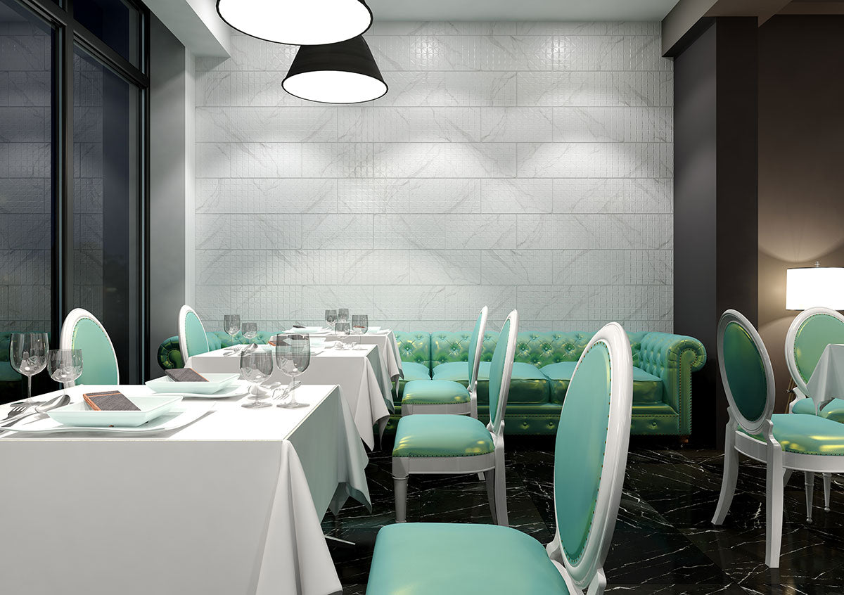 Dymo Statuary White Chex 12x24 Glossy Ceramic Wall Tiles