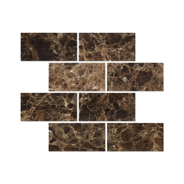 Emperador Dark Marble Tile 3 x 6 Polished