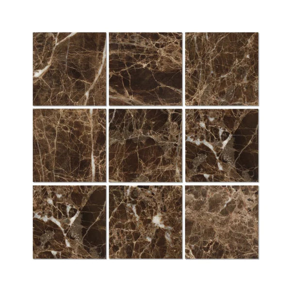 Emperador Dark Marble 4"x4" Polished Tile