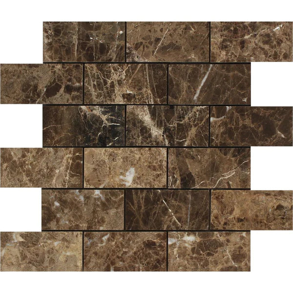 Emperador Dark Marble 2"x4" Polished Mosaic