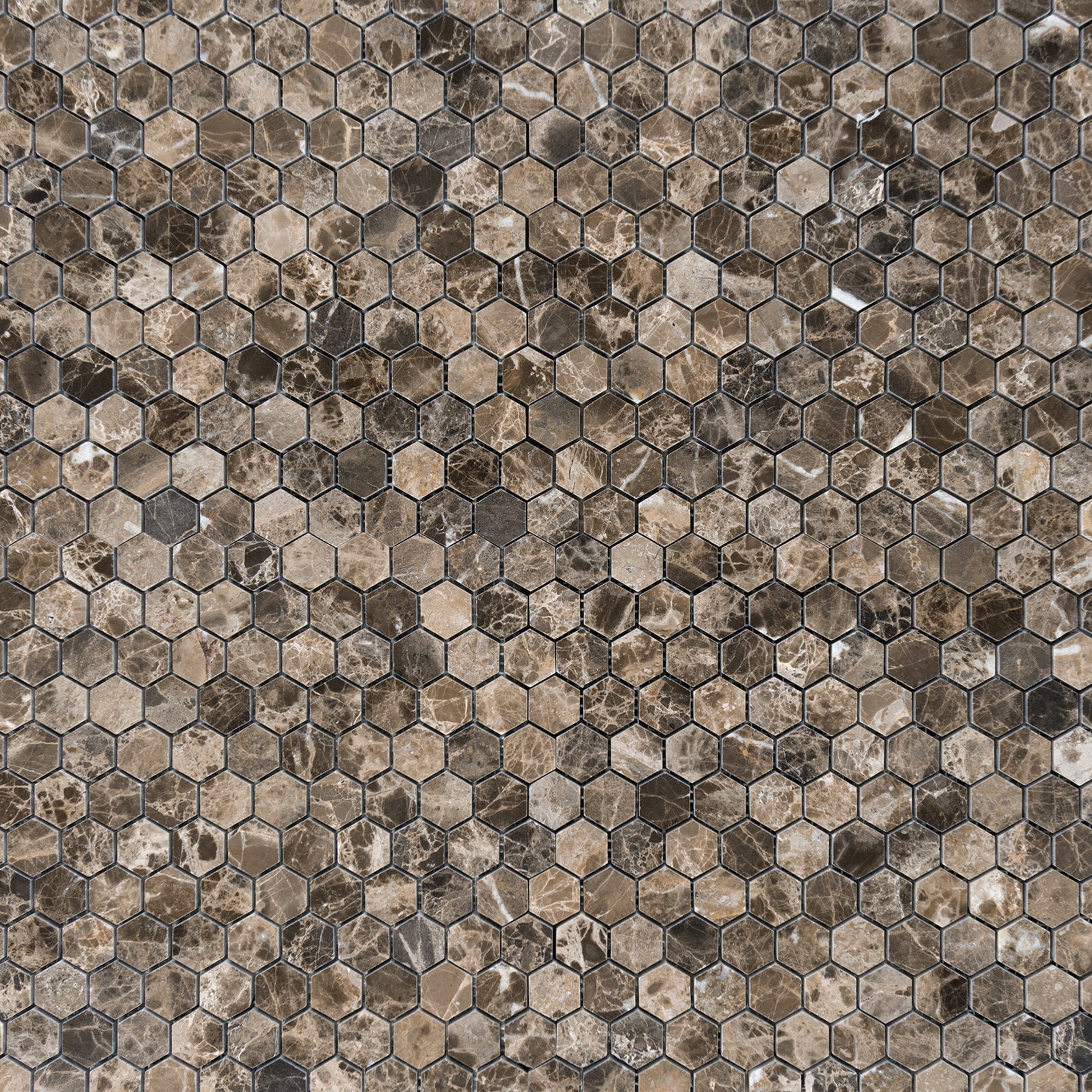 Emperador Dark Marble Hexagon 1" Polished Mosaic