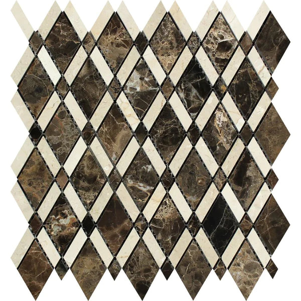 Crema Marfil Marble Mosaic Lattice Tiles.