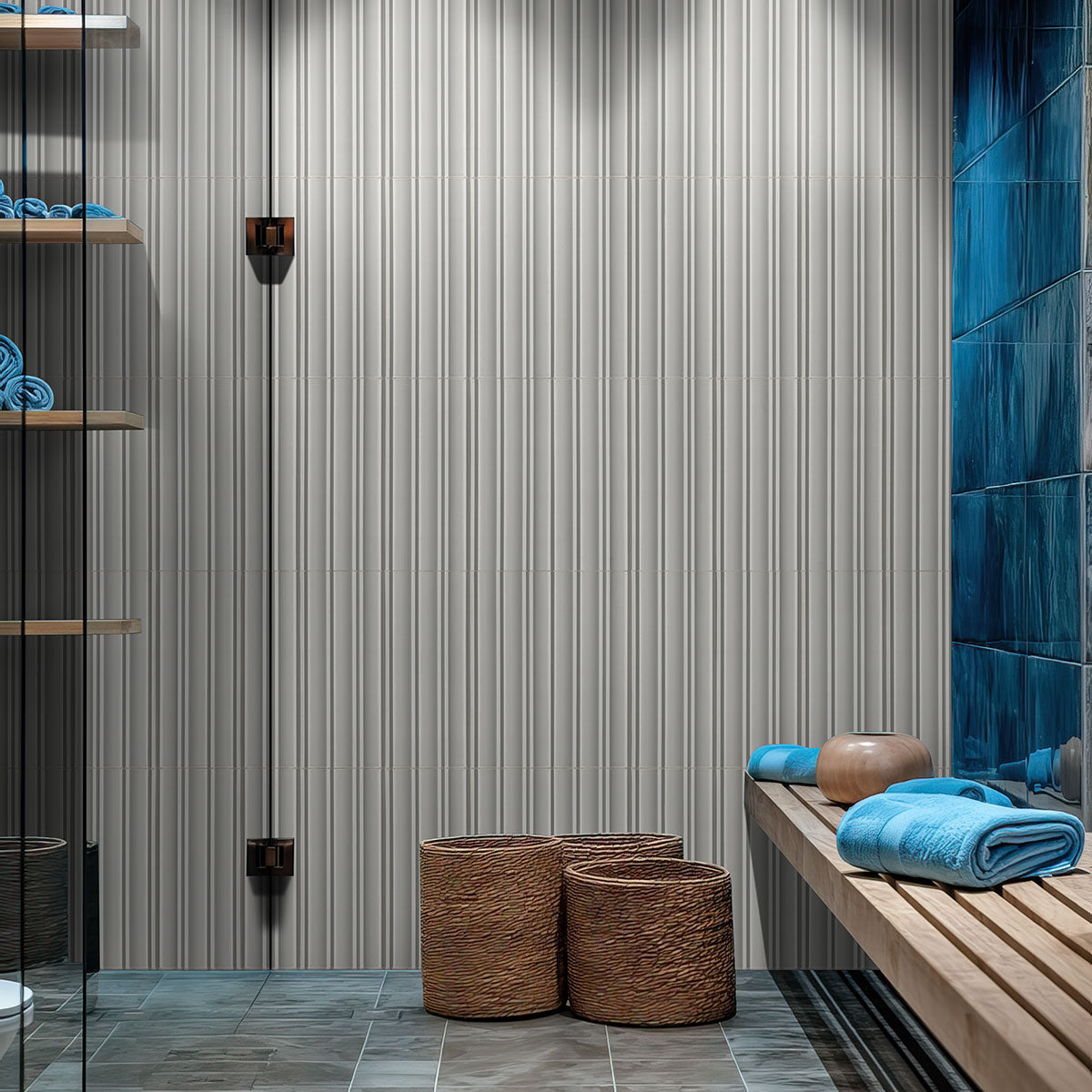 Silver tile room scene