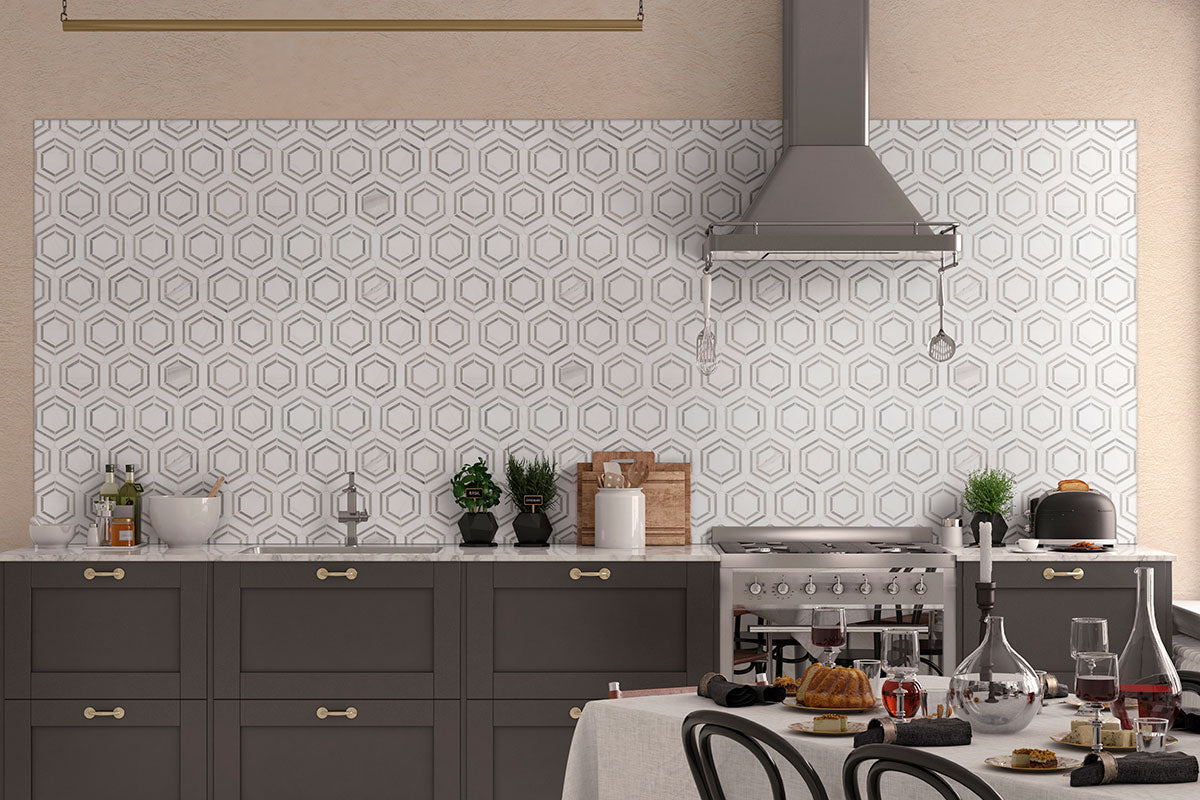 Georama Grigio Polished Marble Tile - Mosaicenter Backsplash Tile