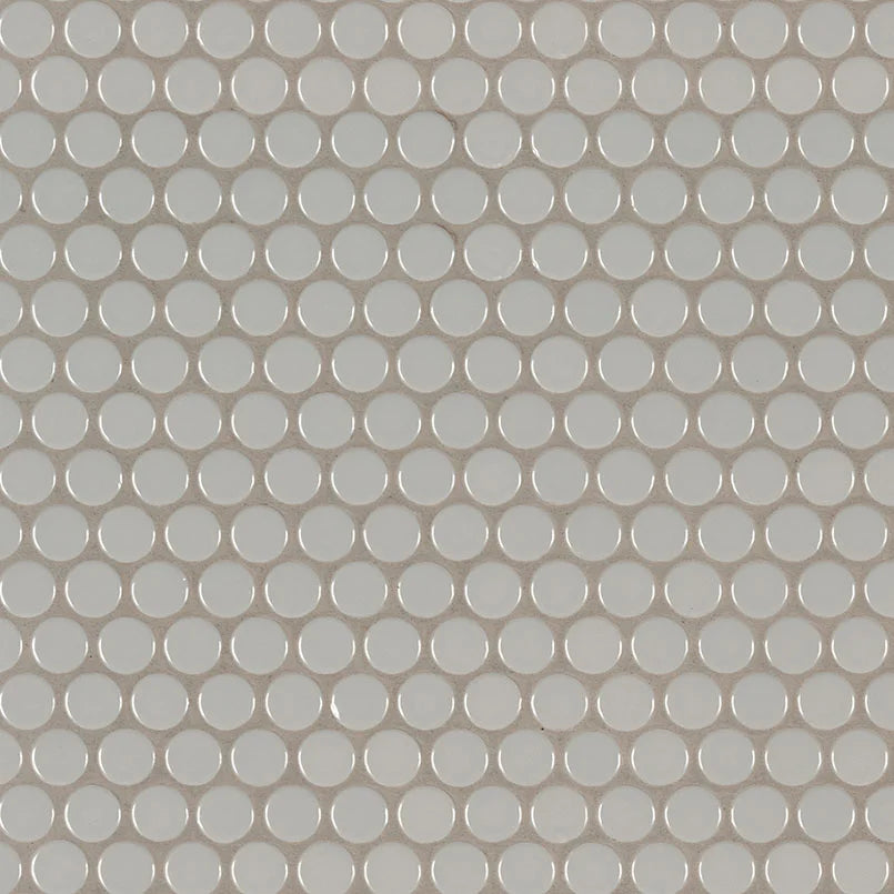 Gray Glossy Penny Round Mosaic Tile Thumb
