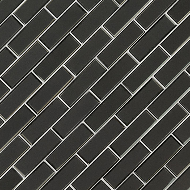METALLIC GRAY BEVEL SUBWAY TILE GLOSSY - 2x6