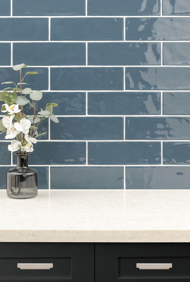Urbano Navy 4x12 Glossy Ceramic Tile for Shower Walls