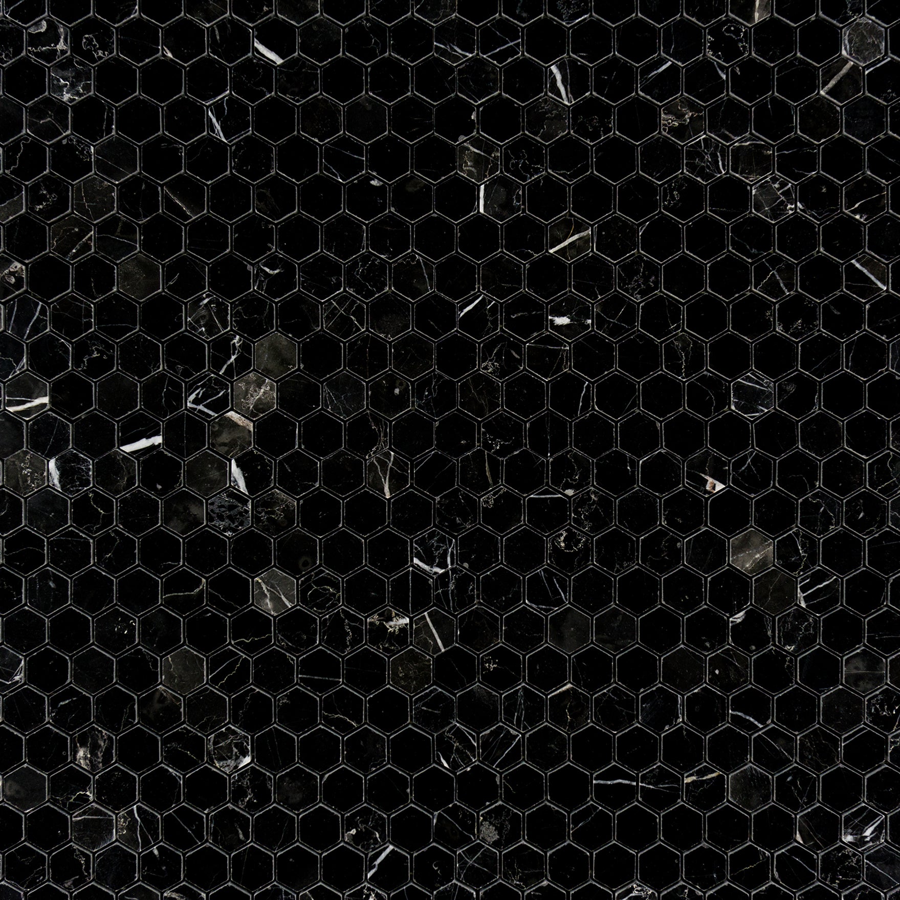 Nero Marquina Marble Hexagon 1" Mosaic