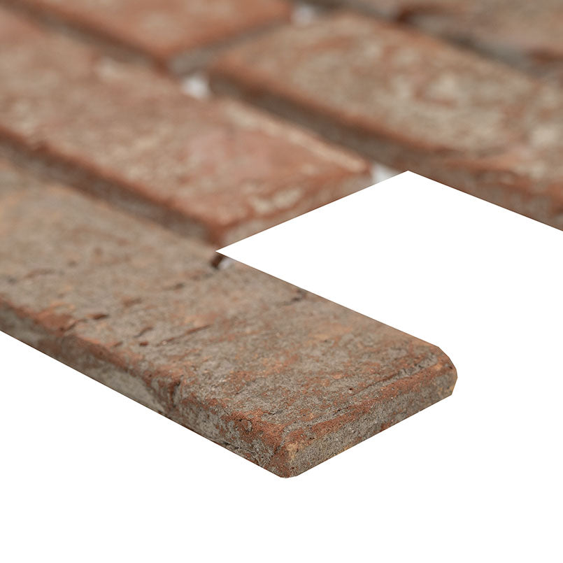NOBLE RED CLAY BRICK HERRINGBONE 2.25X7.5 Tumbled - 2.25x10.75